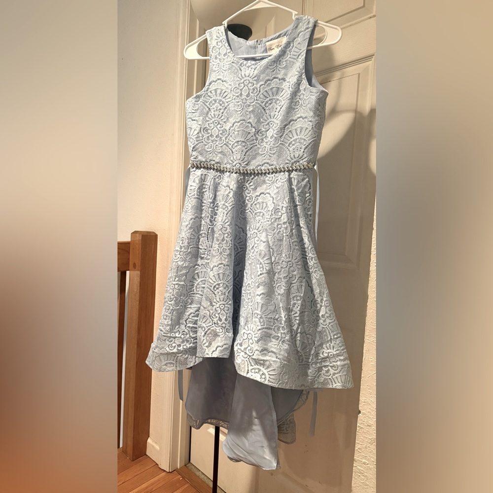 Elegant Blue Lace Kids Dress